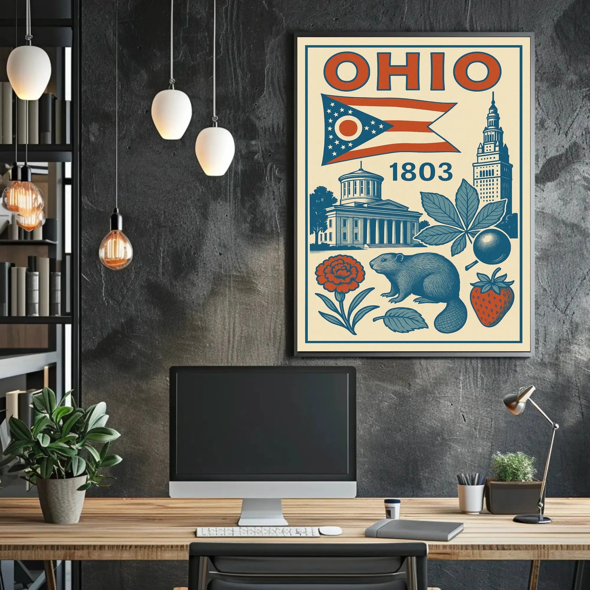 Ohio 1803 Vintage State Pride Cultural Heritage Poster PosterGoat