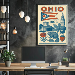 Ohio 1803 Vintage State Pride Cultural Heritage Poster PosterGoat