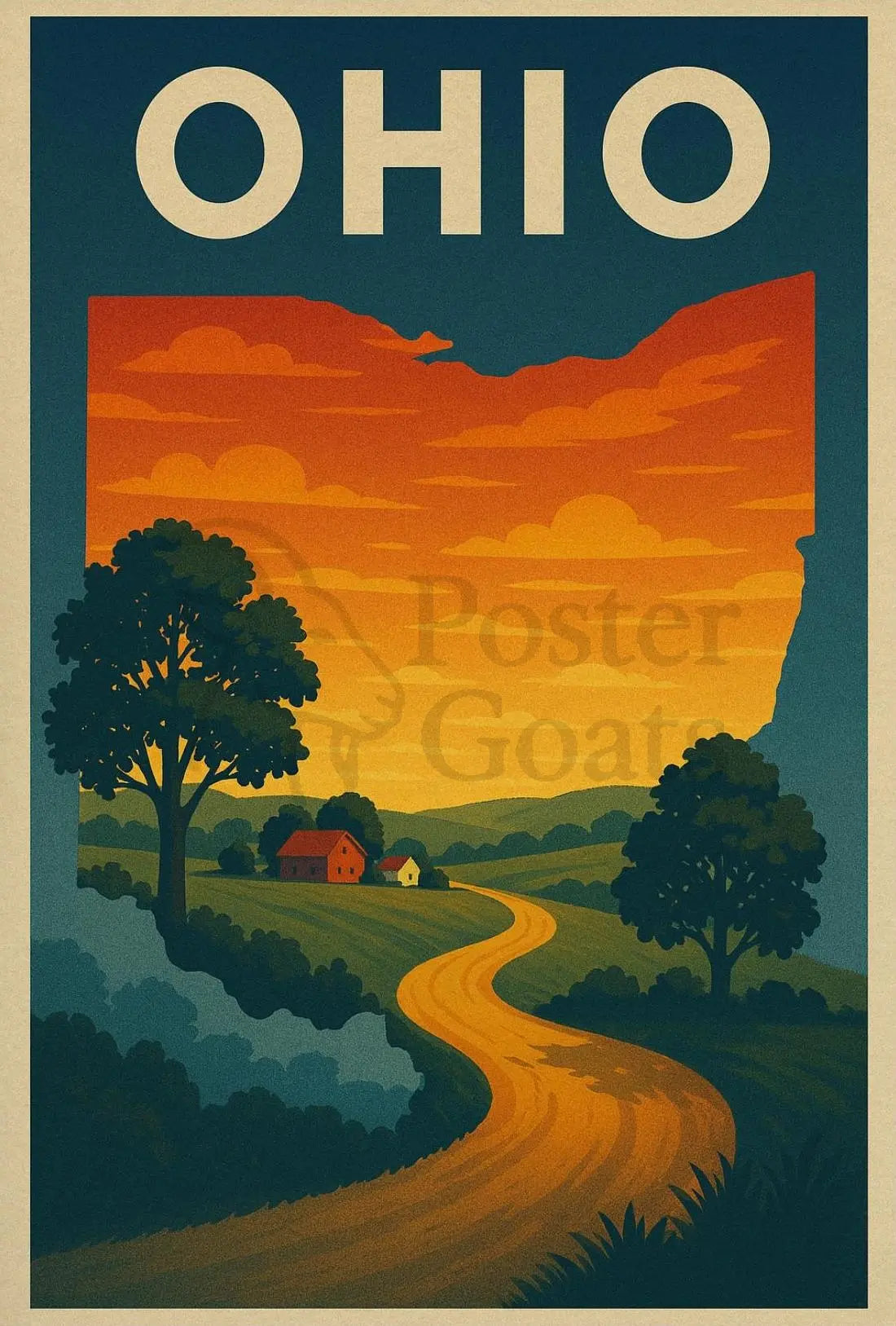 Ohio Countryside Vintage Retro Travel Poster PosterGoat