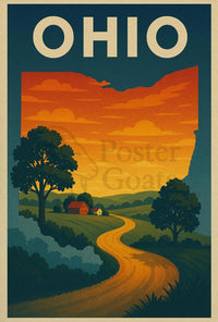 Ohio Countryside Vintage Retro Travel Poster PosterGoat