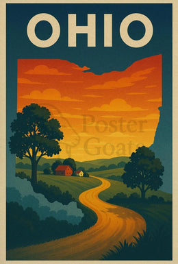 Ohio Countryside Vintage Retro Travel Poster PosterGoat