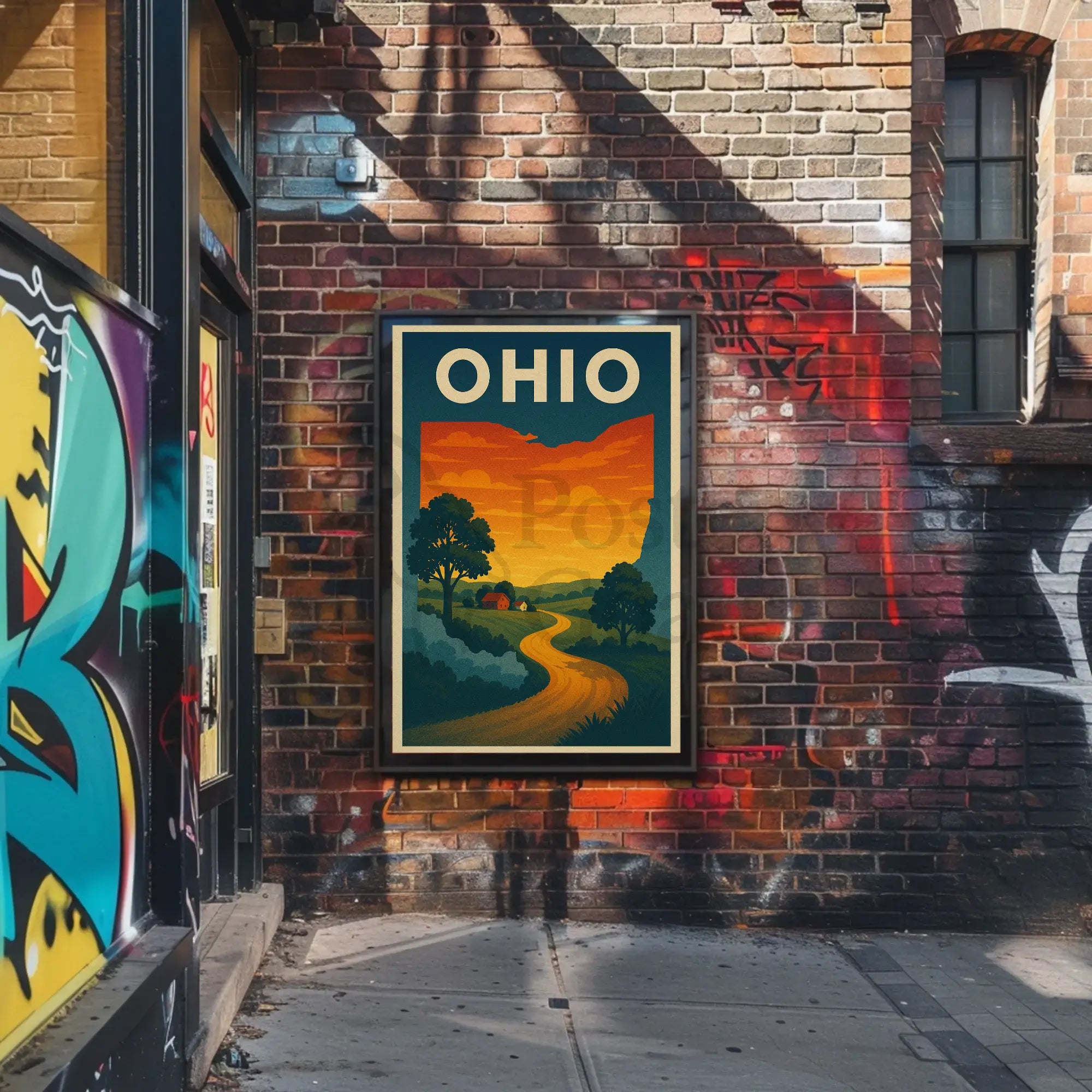 Ohio Countryside Vintage Retro Travel Poster PosterGoat