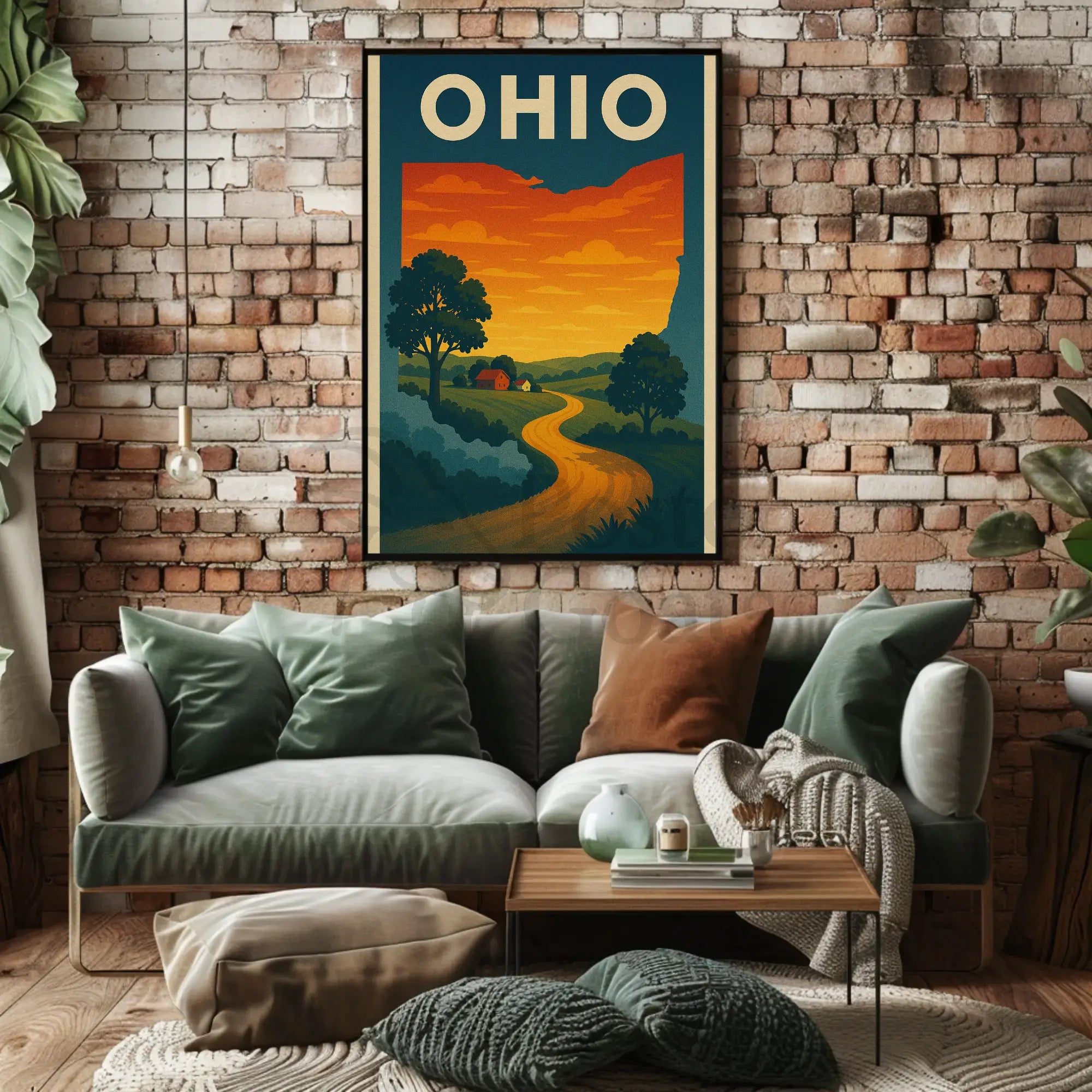 Ohio Countryside Vintage Retro Travel Poster PosterGoat