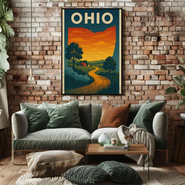 Ohio Countryside Vintage Retro Travel Poster PosterGoat