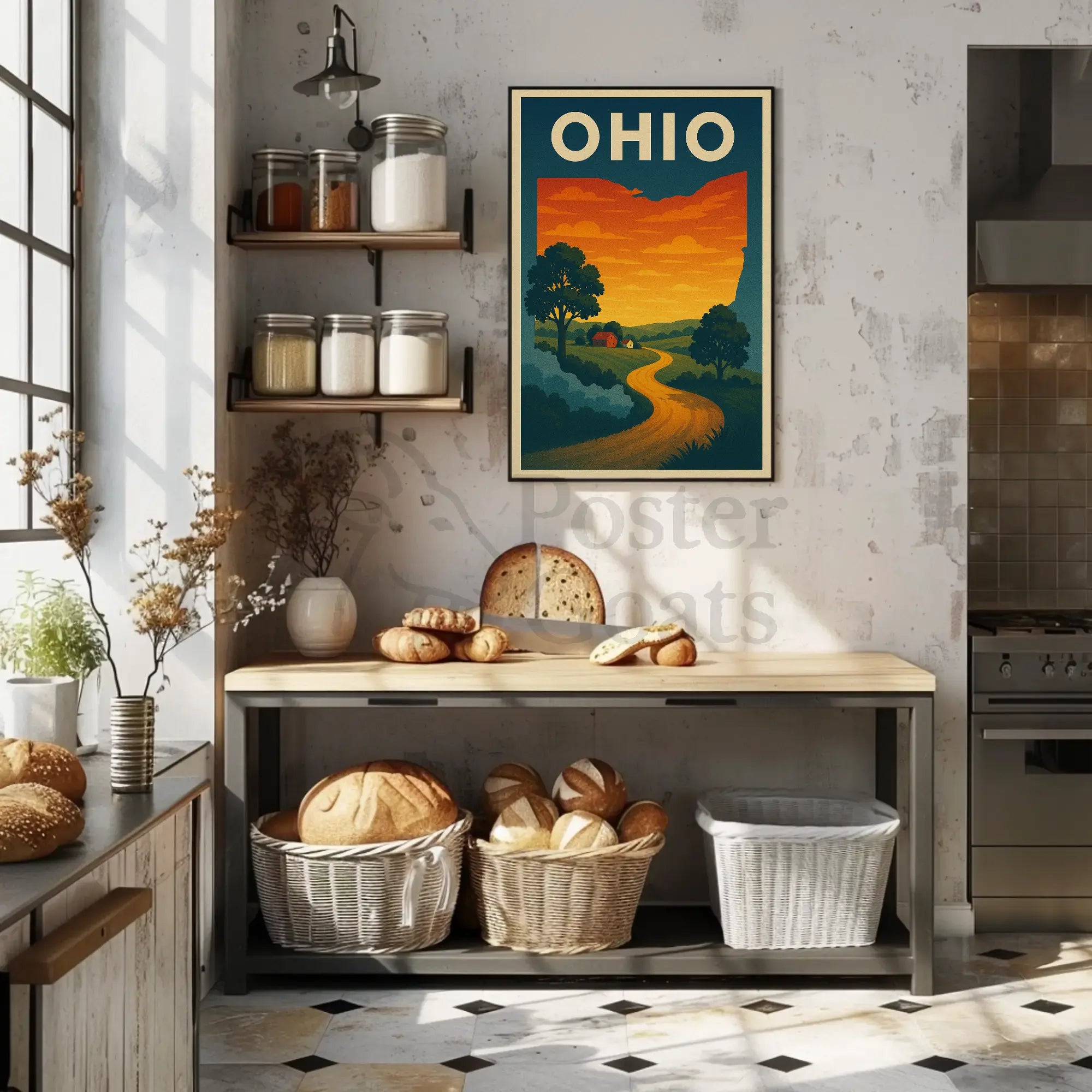 Ohio Countryside Vintage Retro Travel Poster PosterGoat
