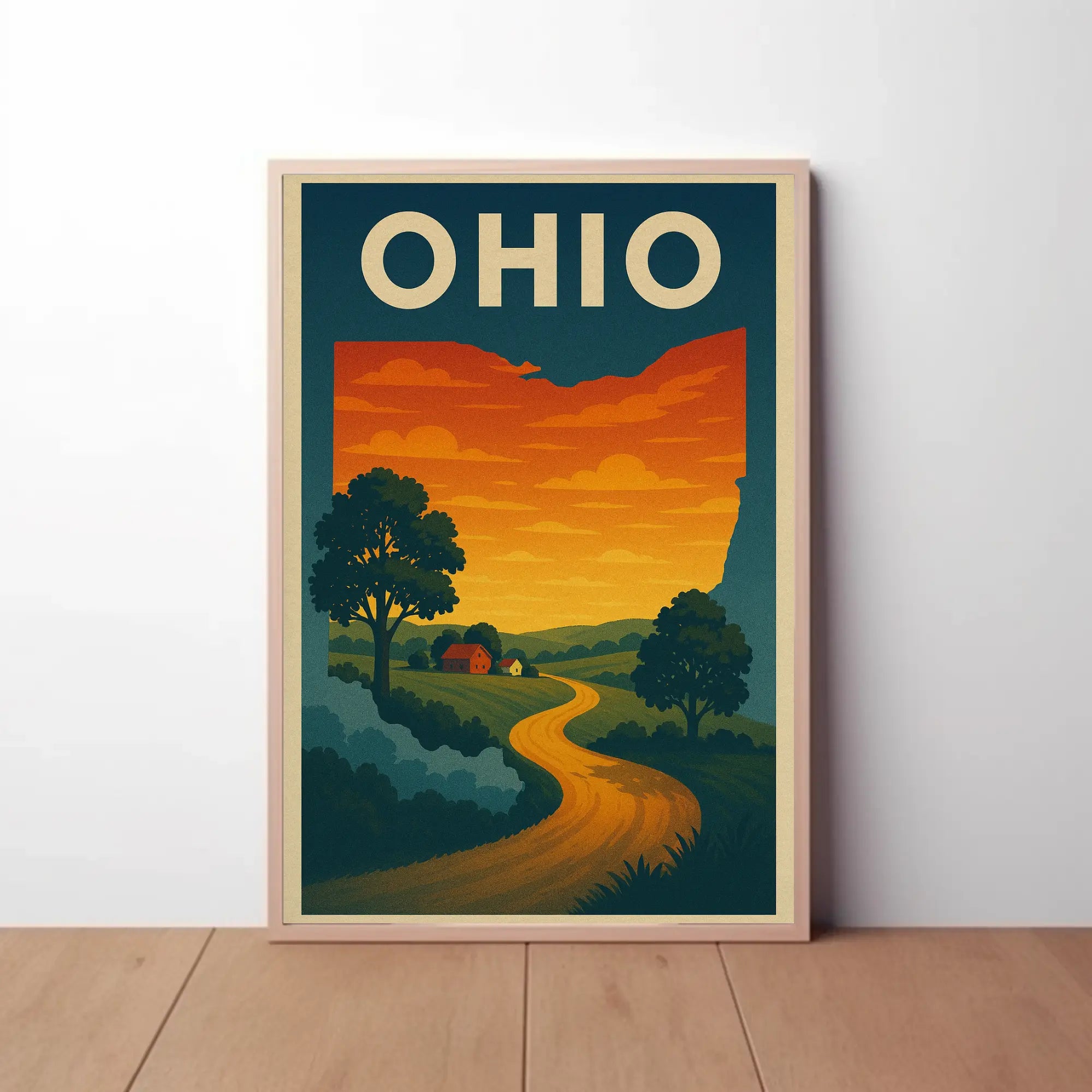 Ohio Countryside Vintage Retro Travel Poster PosterGoat