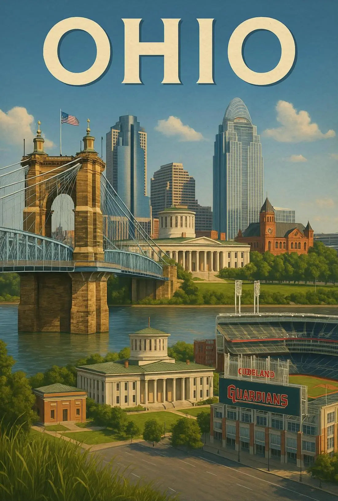 Ohio Landmarks Vintage Travel Poster PosterGoat