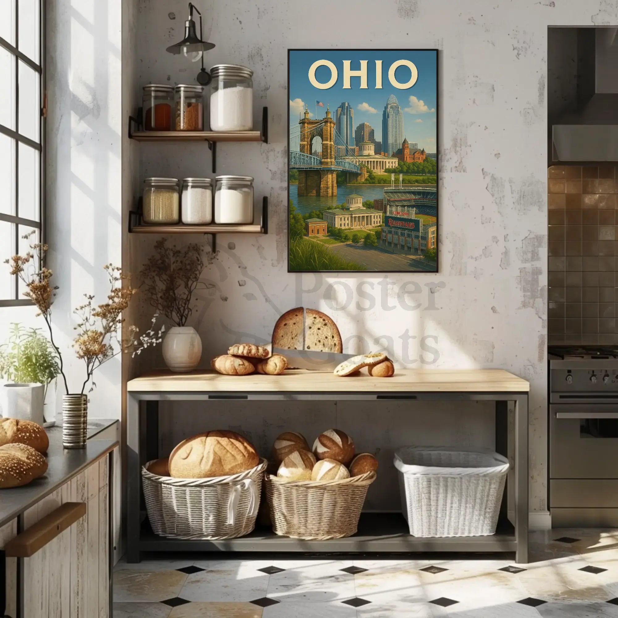 Ohio Landmarks Vintage Travel Poster PosterGoat
