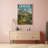 Ohio Landmarks Vintage Travel Poster PosterGoat
