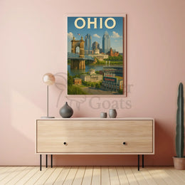 Ohio Landmarks Vintage Travel Poster PosterGoat
