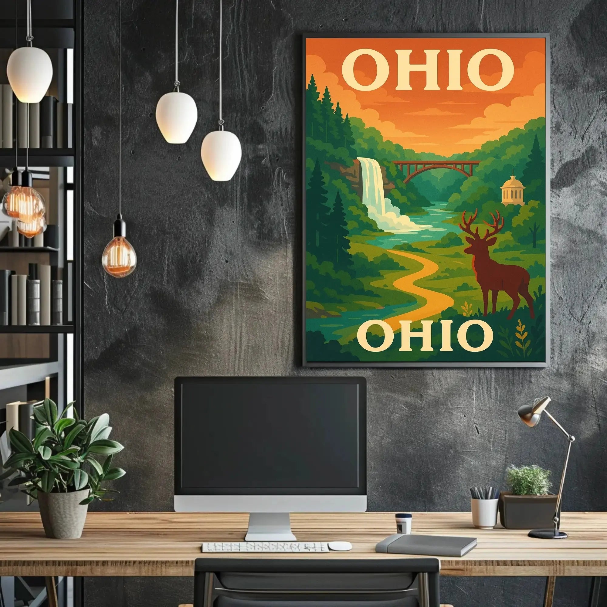 Ohio Scenic Escape Vintage Travel Poster PosterGoat