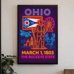 Ohio Statehood Celebration: Neon Heritage Cultural or Heritage Poster PosterGoat