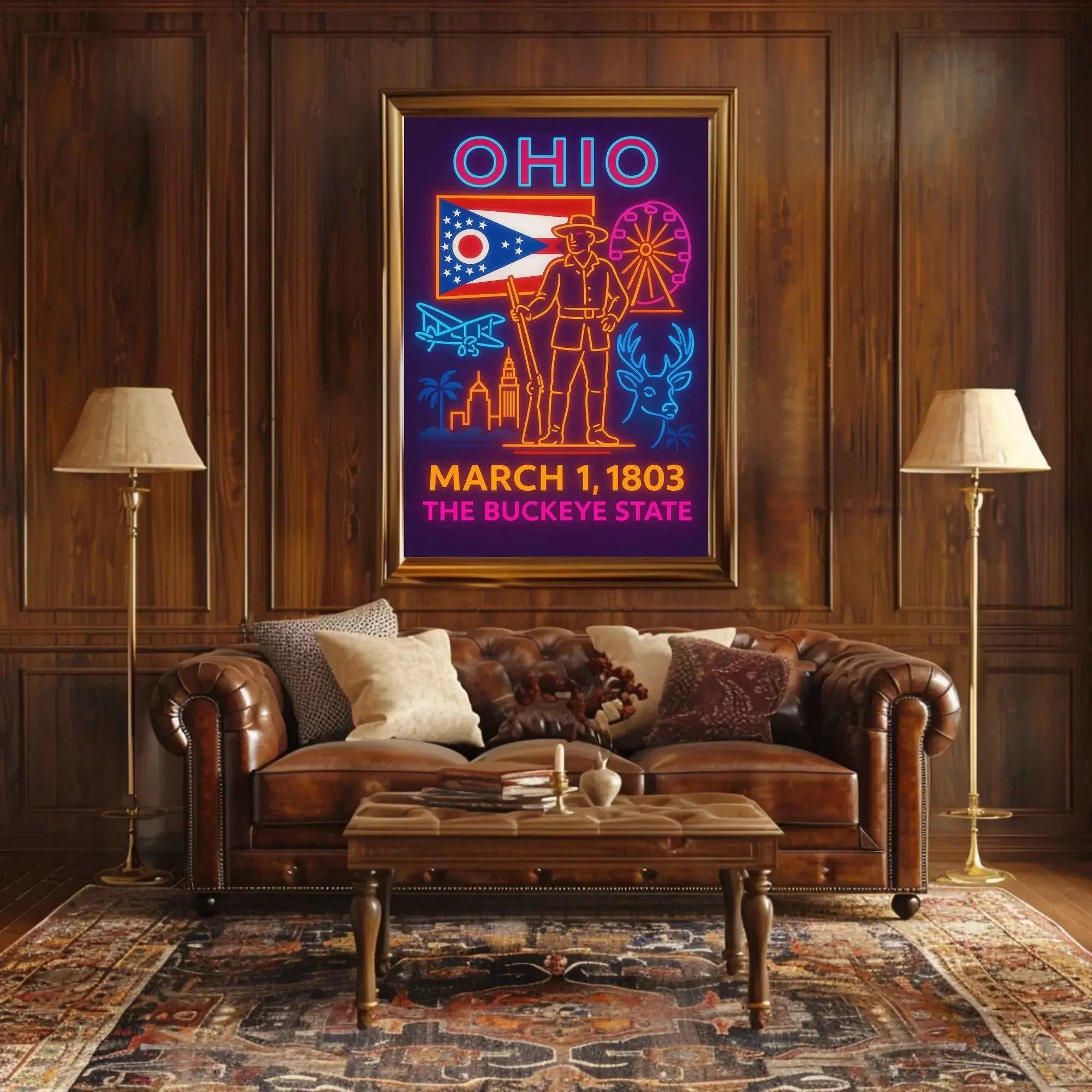Ohio Statehood Celebration: Neon Heritage Cultural or Heritage Poster PosterGoat
