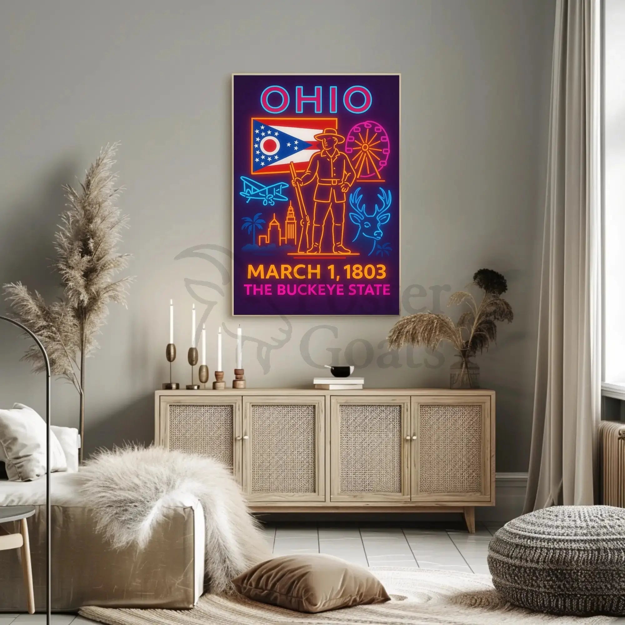Ohio Statehood Celebration: Neon Heritage Cultural or Heritage Poster PosterGoat