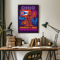 Ohio Statehood Celebration: Neon Heritage Cultural or Heritage Poster PosterGoat