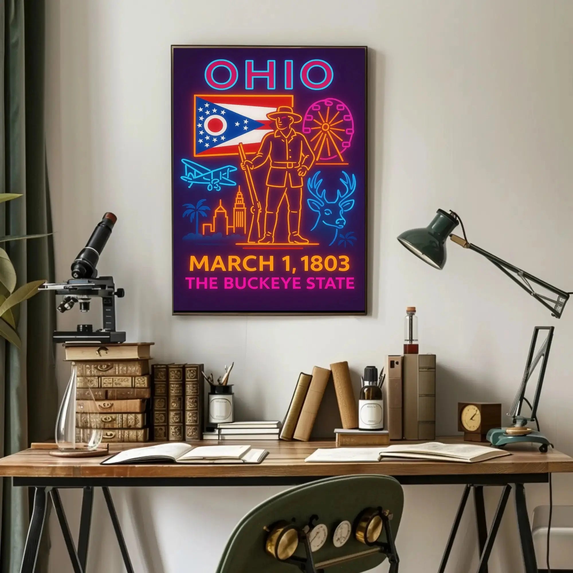 Ohio Statehood Celebration: Neon Heritage Cultural or Heritage Poster PosterGoat