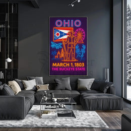 Ohio Statehood Celebration: Neon Heritage Cultural or Heritage Poster PosterGoat