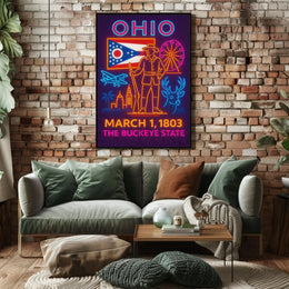 Ohio Statehood Celebration: Neon Heritage Cultural or Heritage Poster PosterGoat