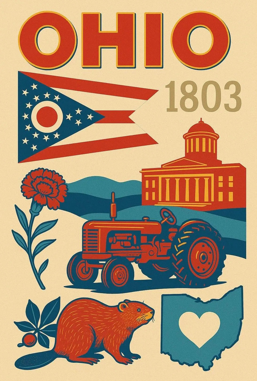 Ohio Vintage Pride Art Print - Cultural or Heritage Poster PosterGoat
