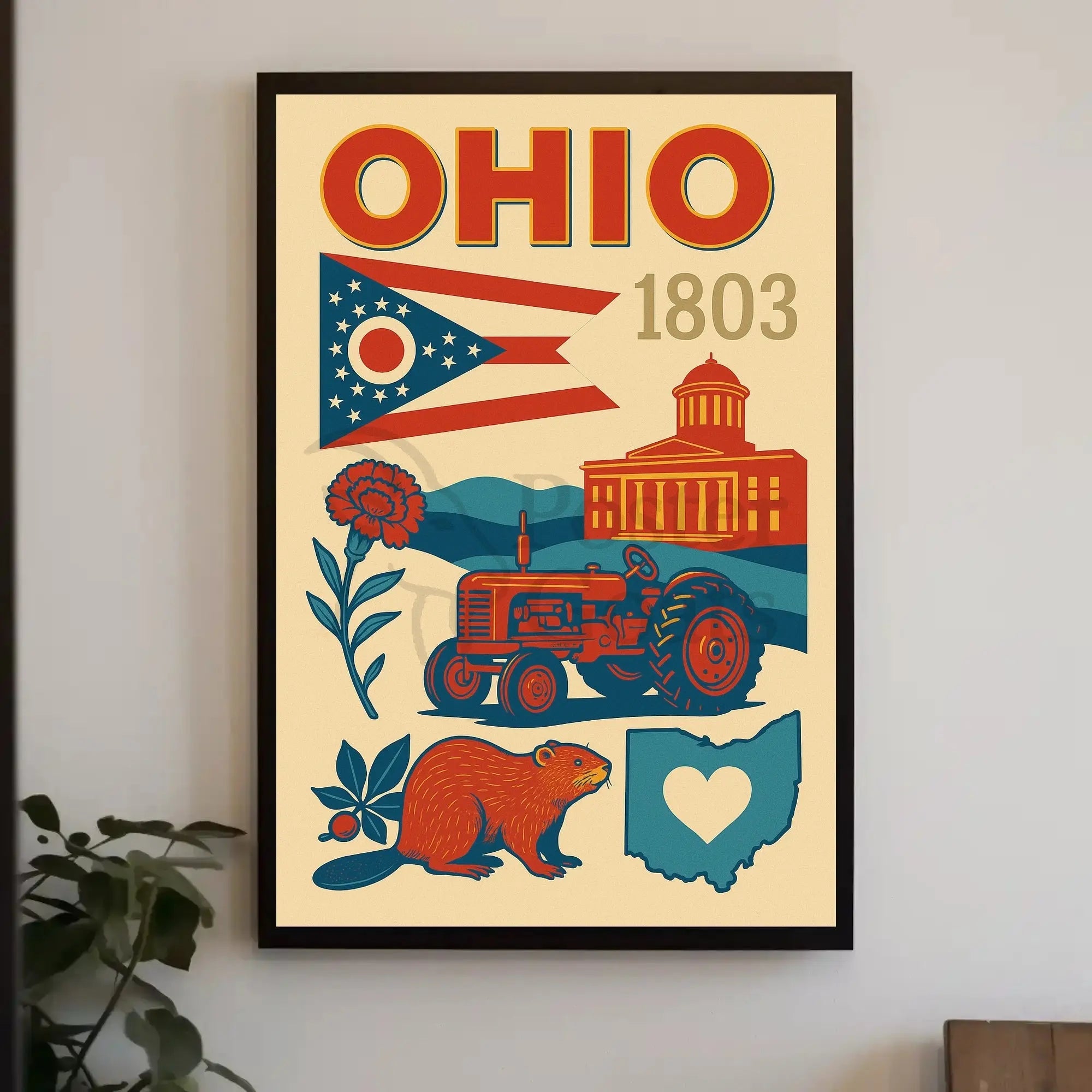 Ohio Vintage Pride Art Print - Cultural or Heritage Poster PosterGoat