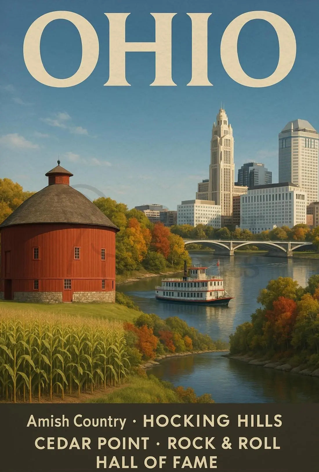 Ohio's Iconic Sites Vintage Travel Poster PosterGoat