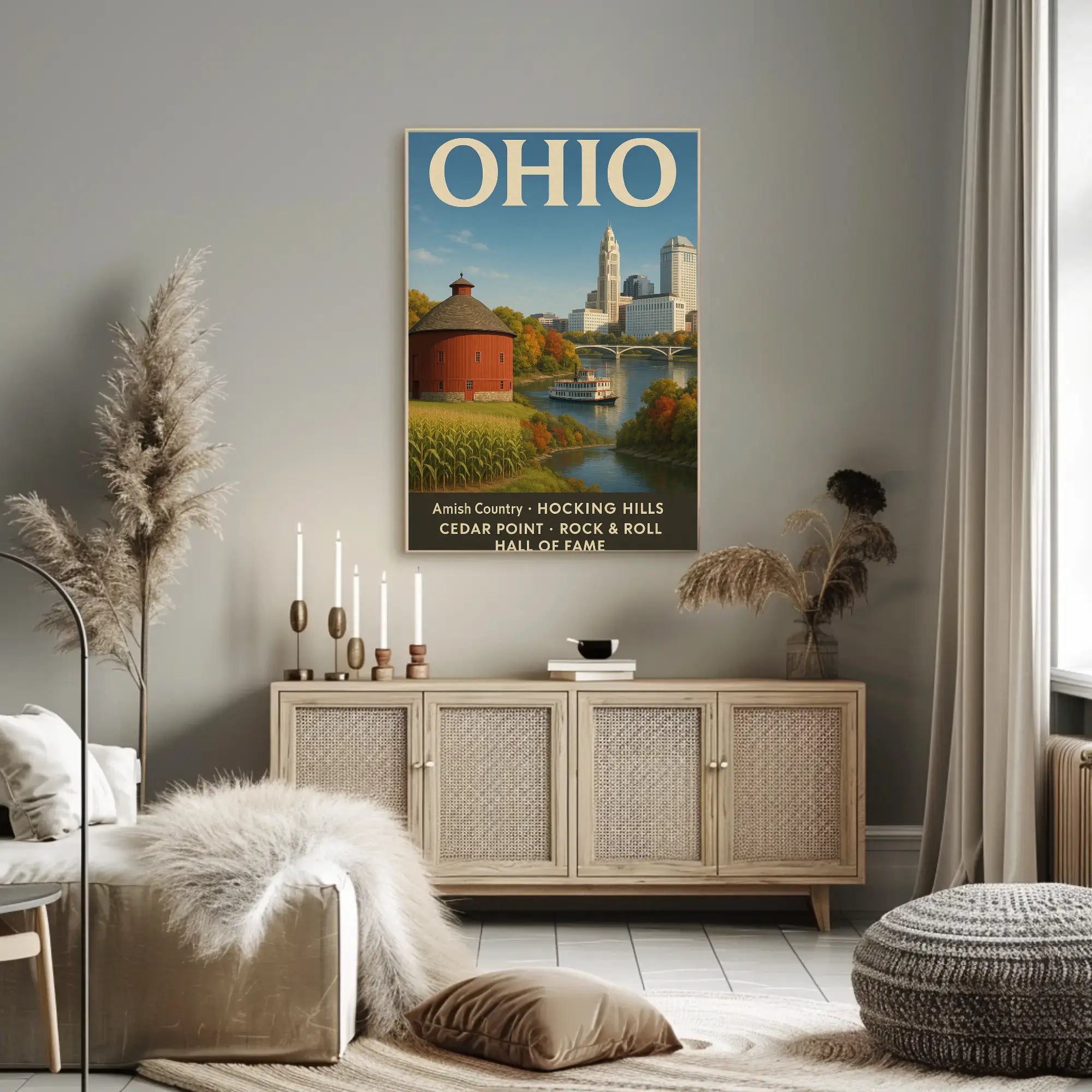 Ohio's Iconic Sites Vintage Travel Poster PosterGoat