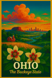 Ohio's Natural Beauty Illustrated Travel Poster PosterGoat