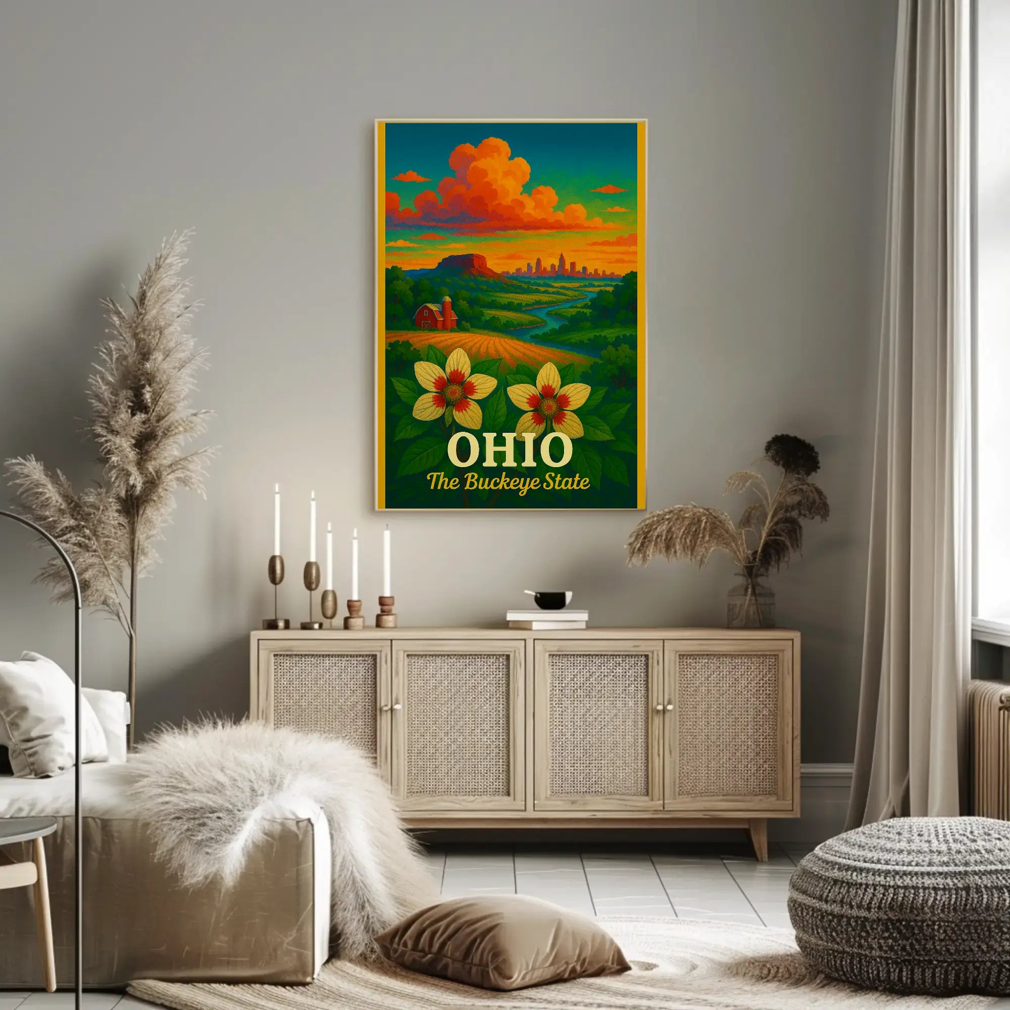 Ohio's Natural Beauty Illustrated Travel Poster PosterGoat