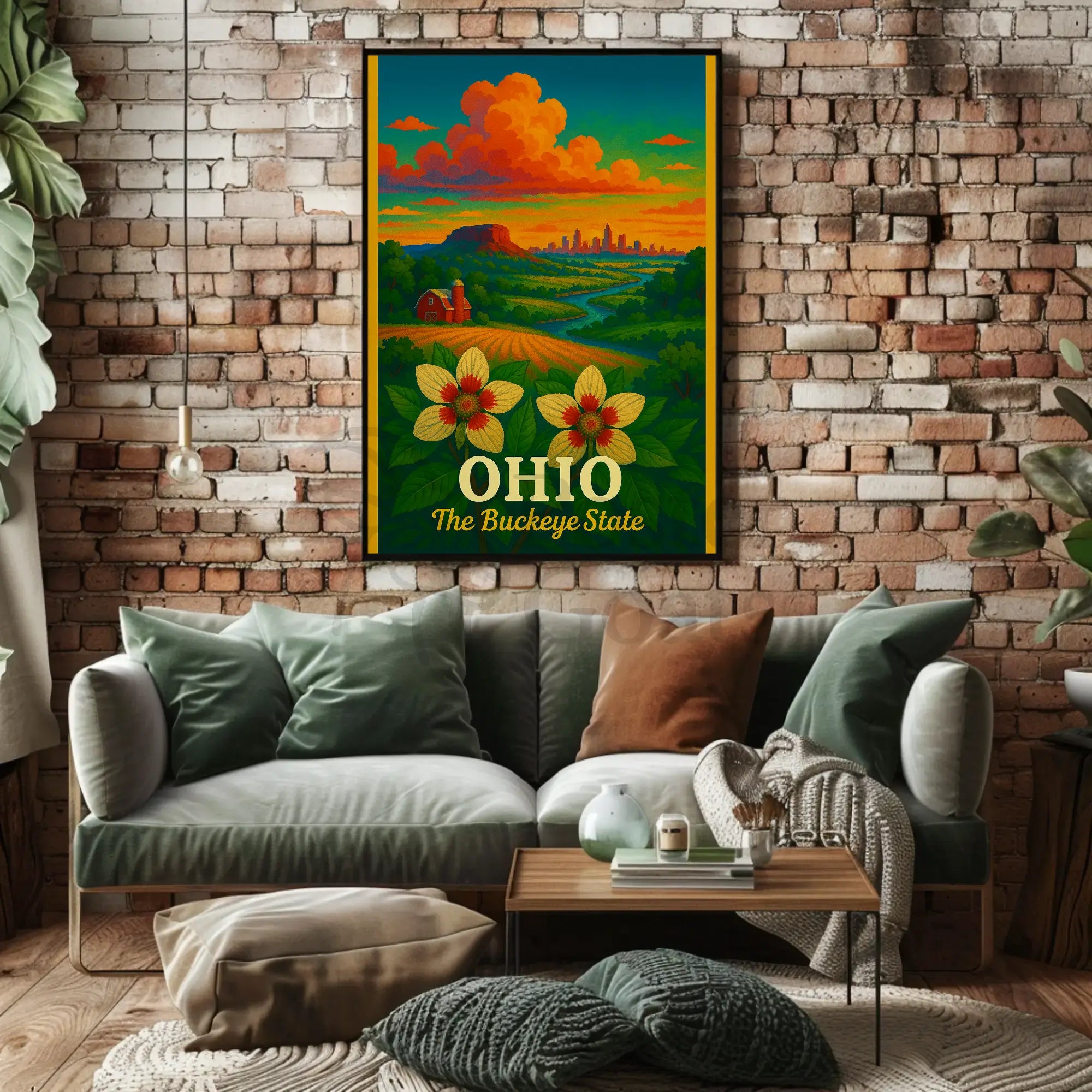 Ohio's Natural Beauty Illustrated Travel Poster PosterGoat