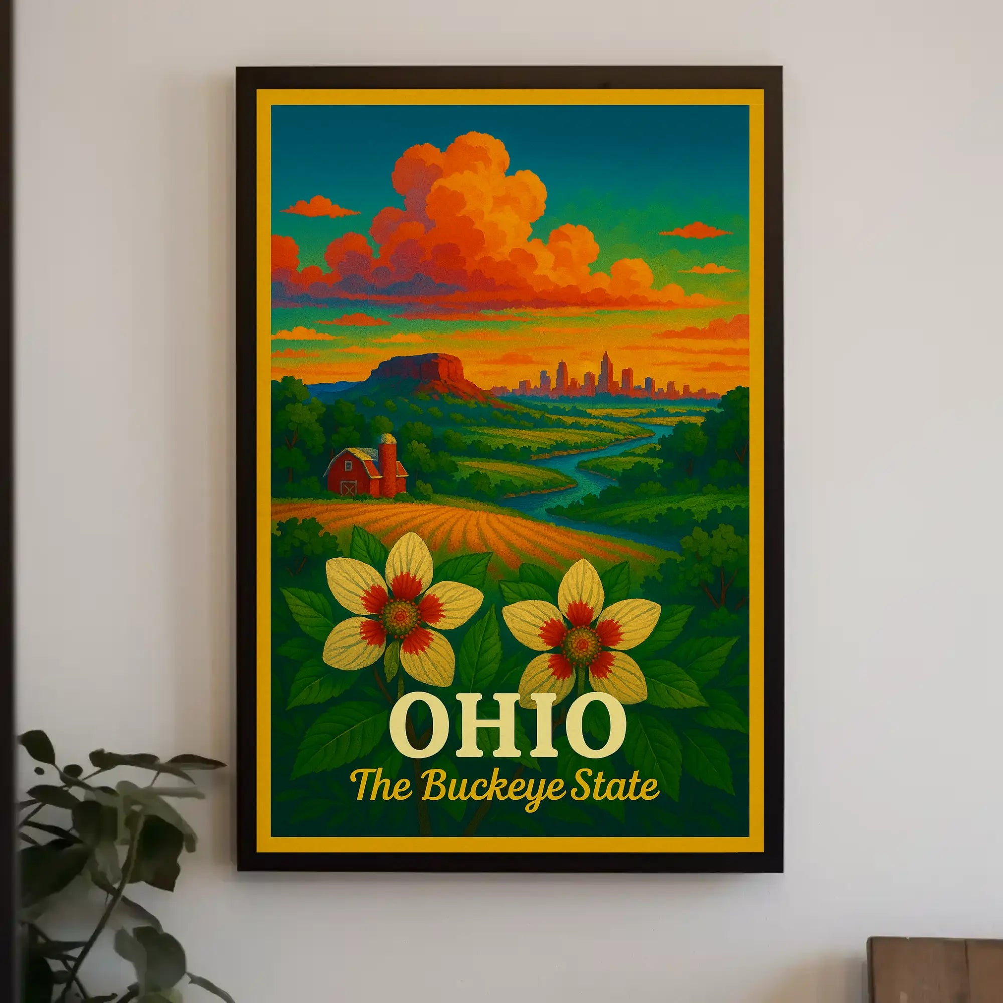 Ohio's Natural Beauty Illustrated Travel Poster PosterGoat