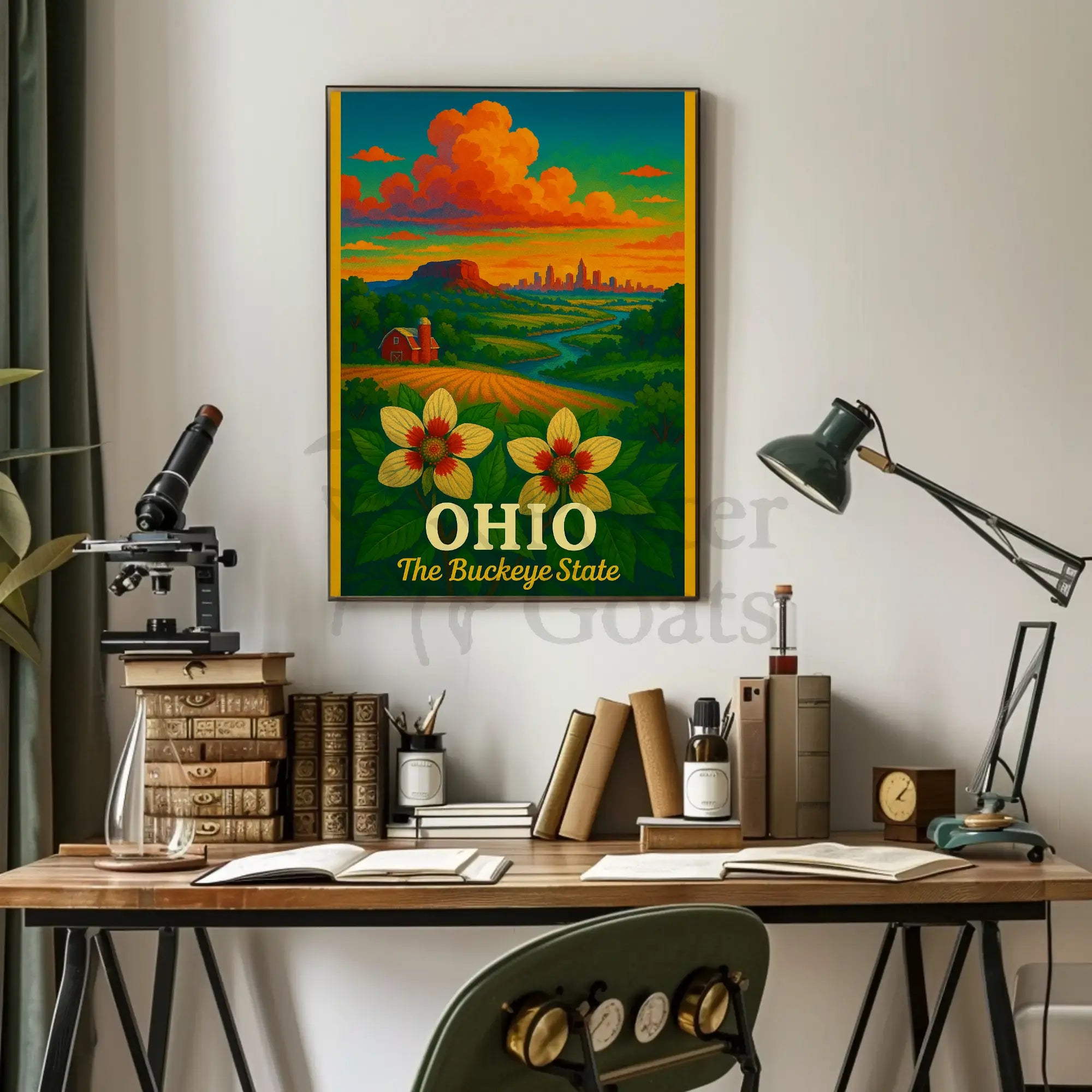Ohio's Natural Beauty Illustrated Travel Poster PosterGoat
