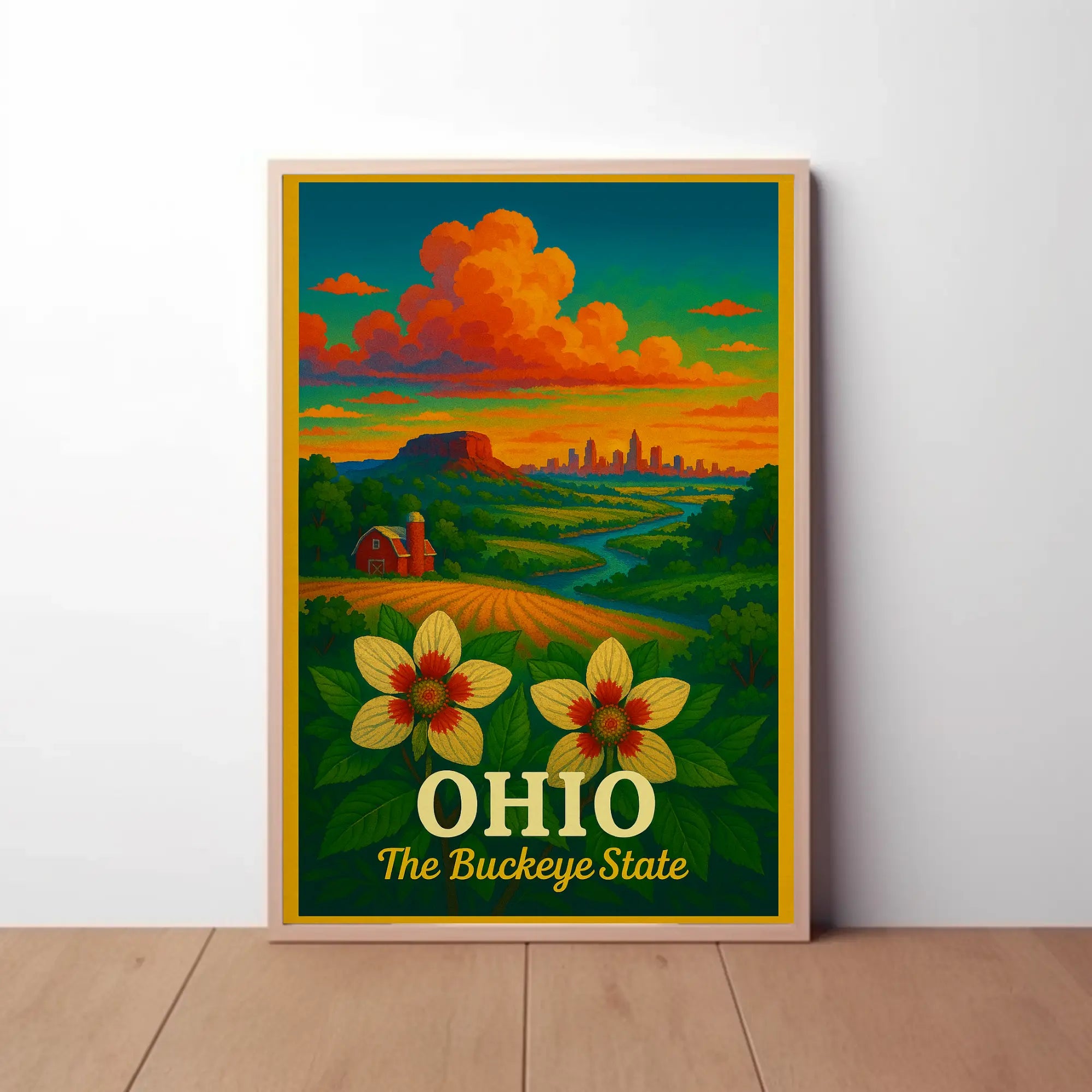 Ohio's Natural Beauty Illustrated Travel Poster PosterGoat