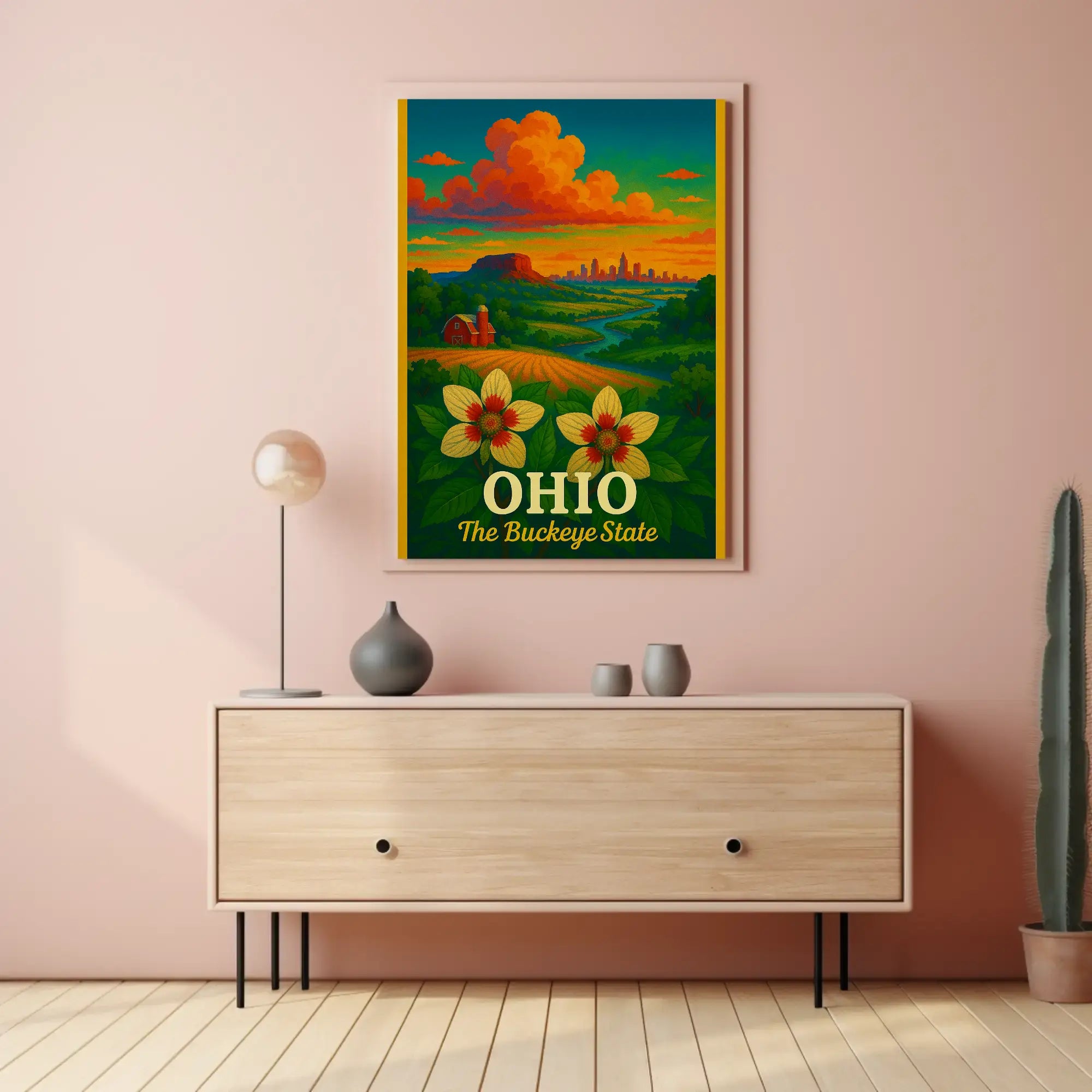 Ohio's Natural Beauty Illustrated Travel Poster PosterGoat