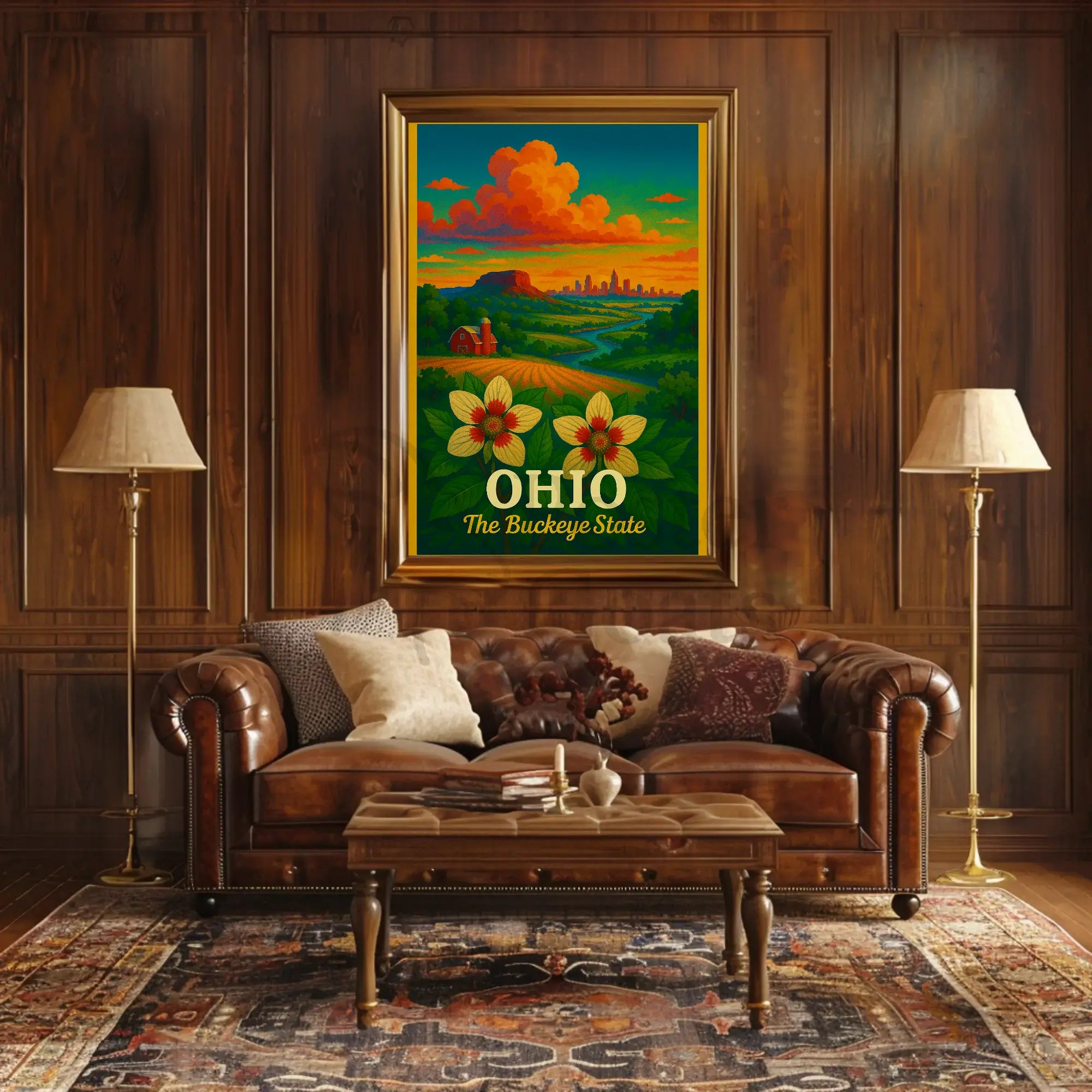 Ohio's Natural Beauty Illustrated Travel Poster PosterGoat