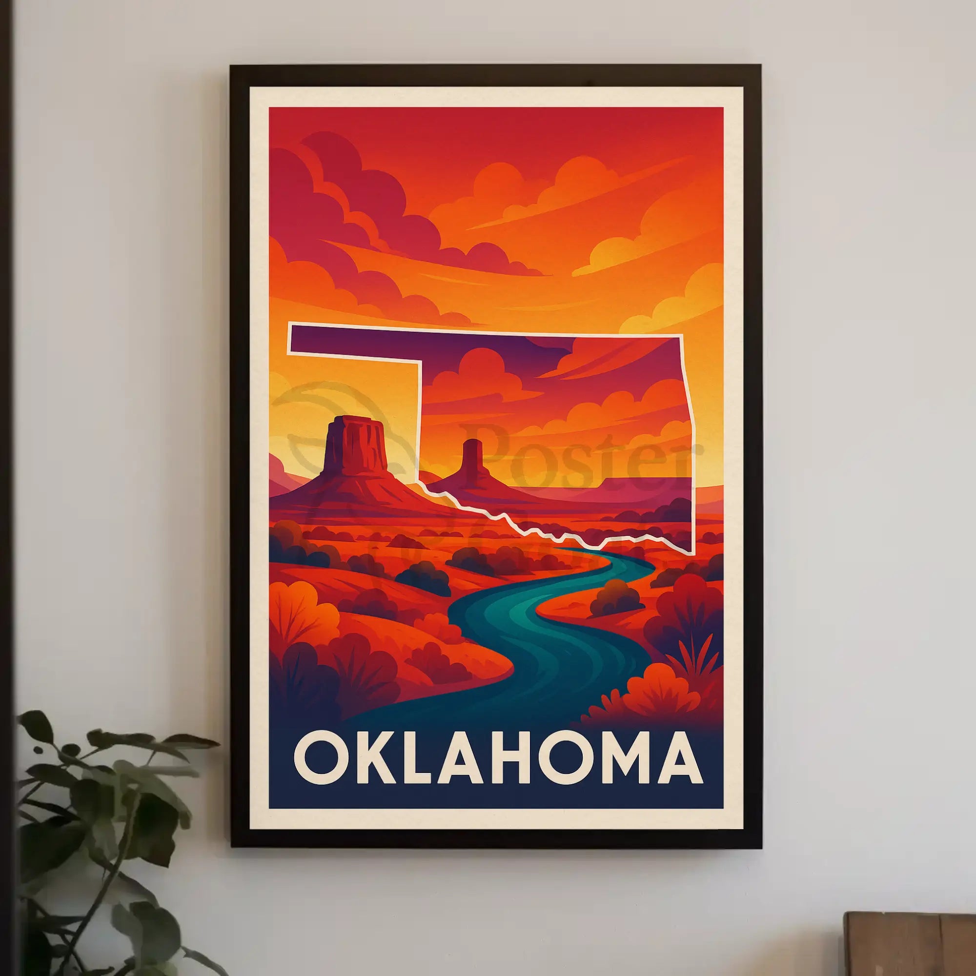 Oklahoma Adventure Sunrise Travel Poster PosterGoat