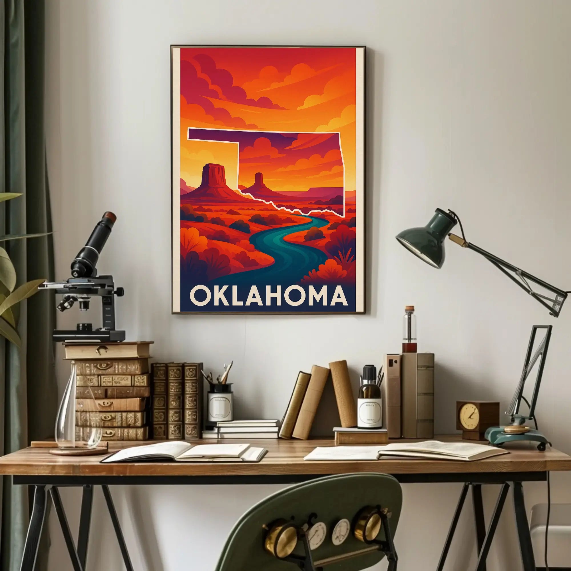 Oklahoma Adventure Sunrise Travel Poster PosterGoat