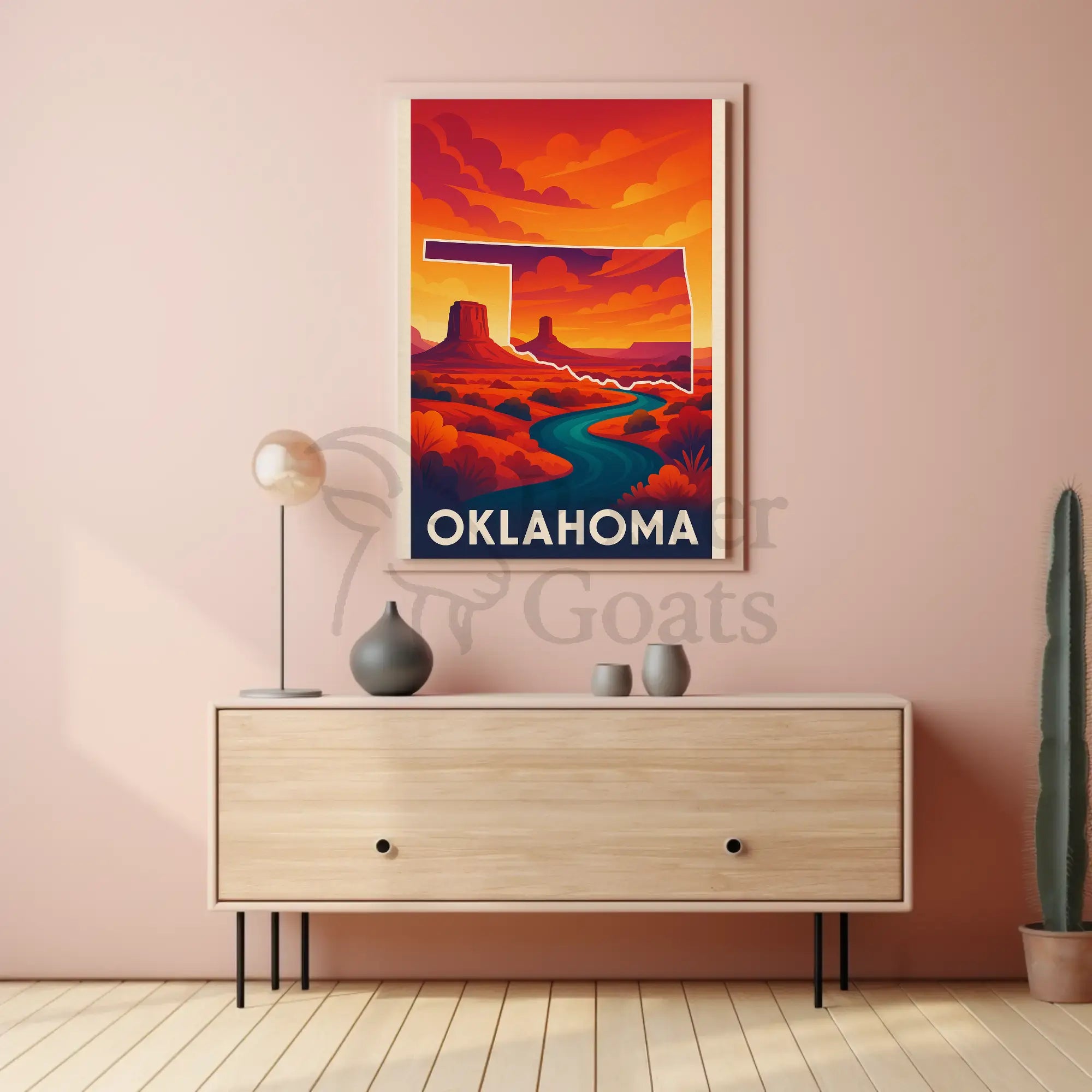 Oklahoma Adventure Sunrise Travel Poster PosterGoat