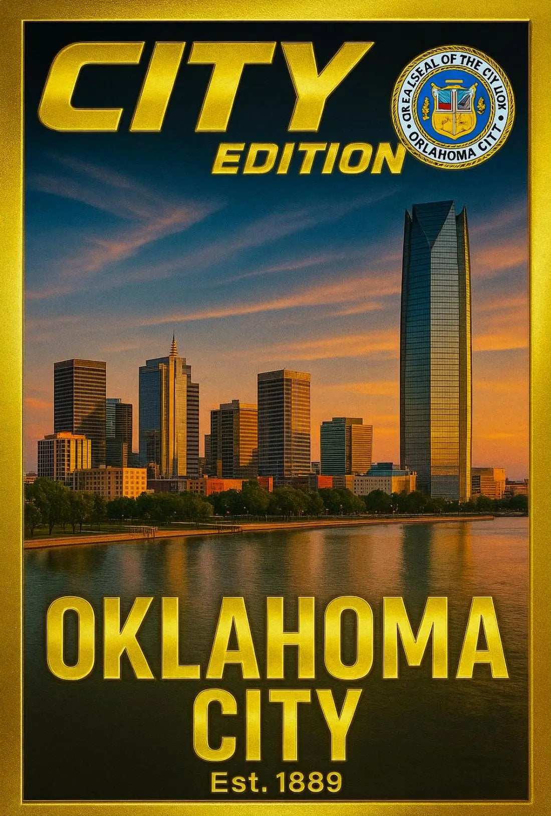 Oklahoma City Skyline Nostalgia Cultural or Heritage Poster PosterGoat
