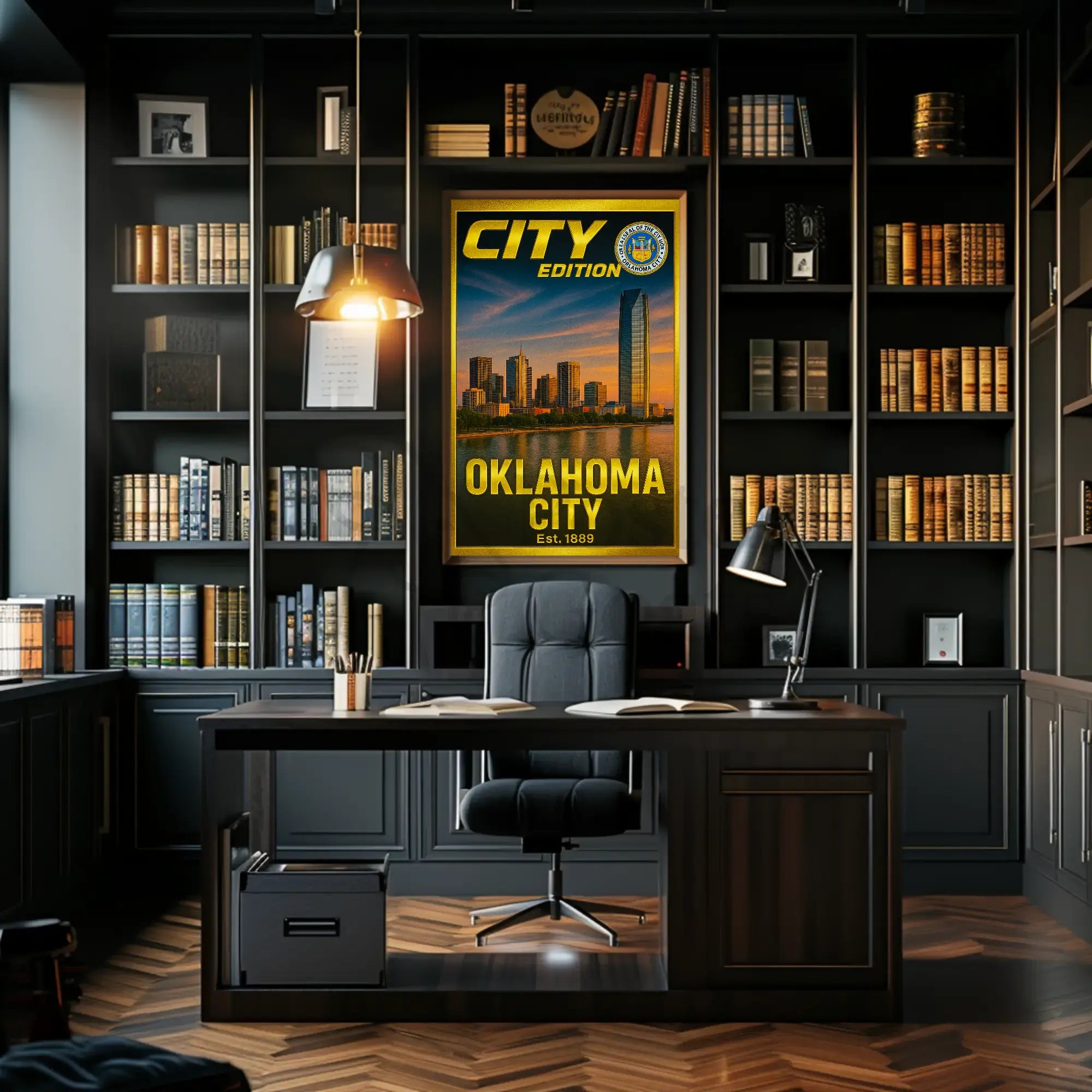 Oklahoma City Skyline Nostalgia Cultural or Heritage Poster PosterGoat
