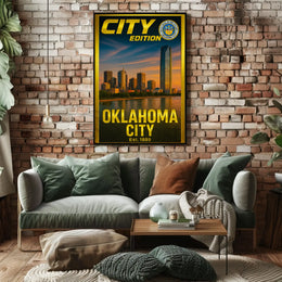 Oklahoma City Skyline Nostalgia Cultural or Heritage Poster PosterGoat