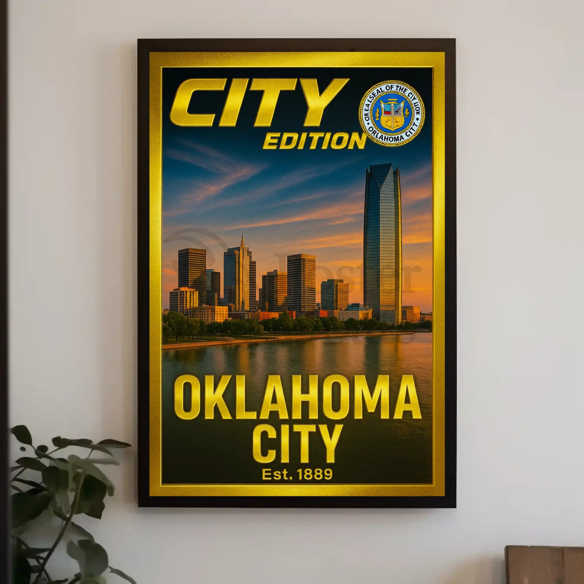 Oklahoma City Skyline Nostalgia Cultural or Heritage Poster PosterGoat