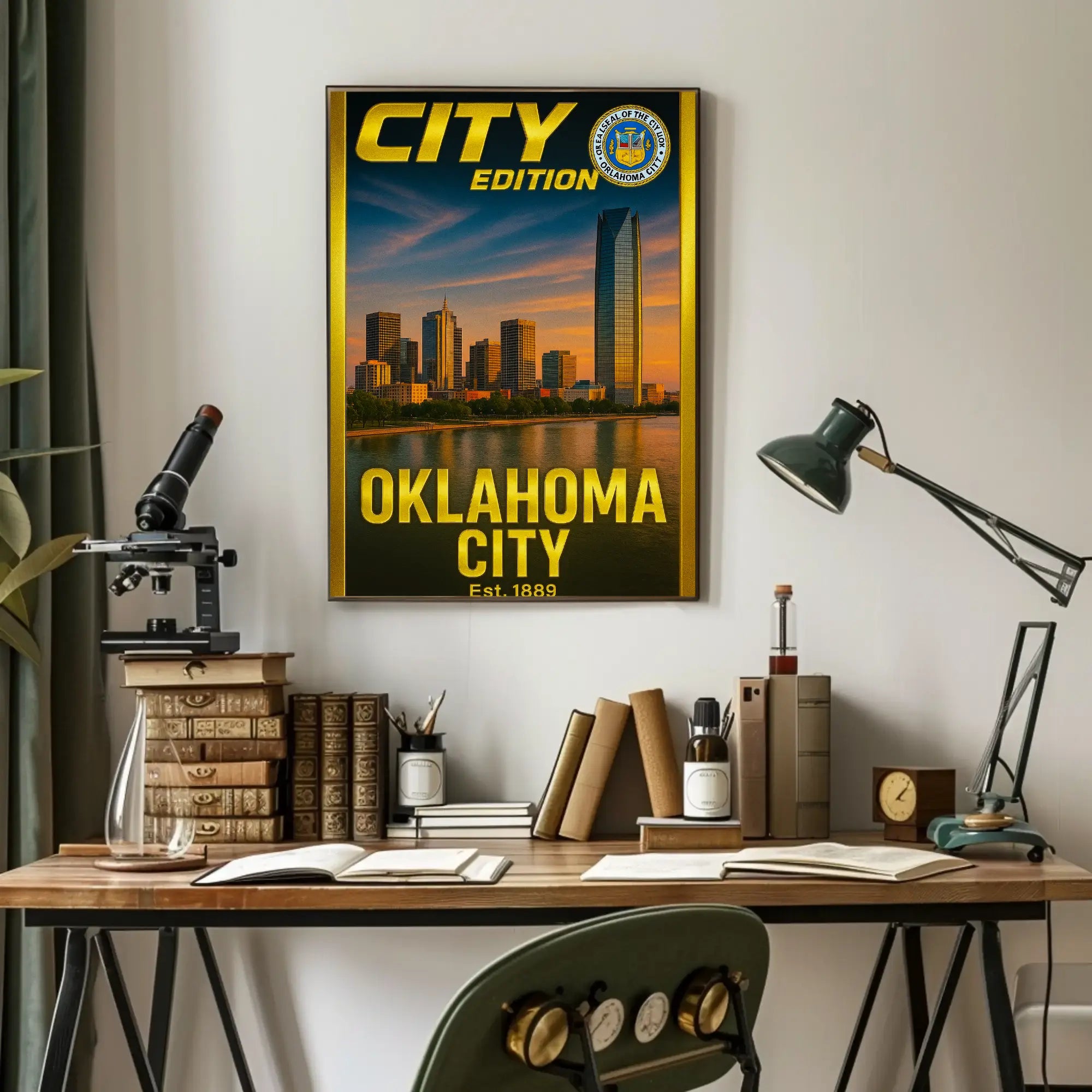 Oklahoma City Skyline Nostalgia Cultural or Heritage Poster PosterGoat