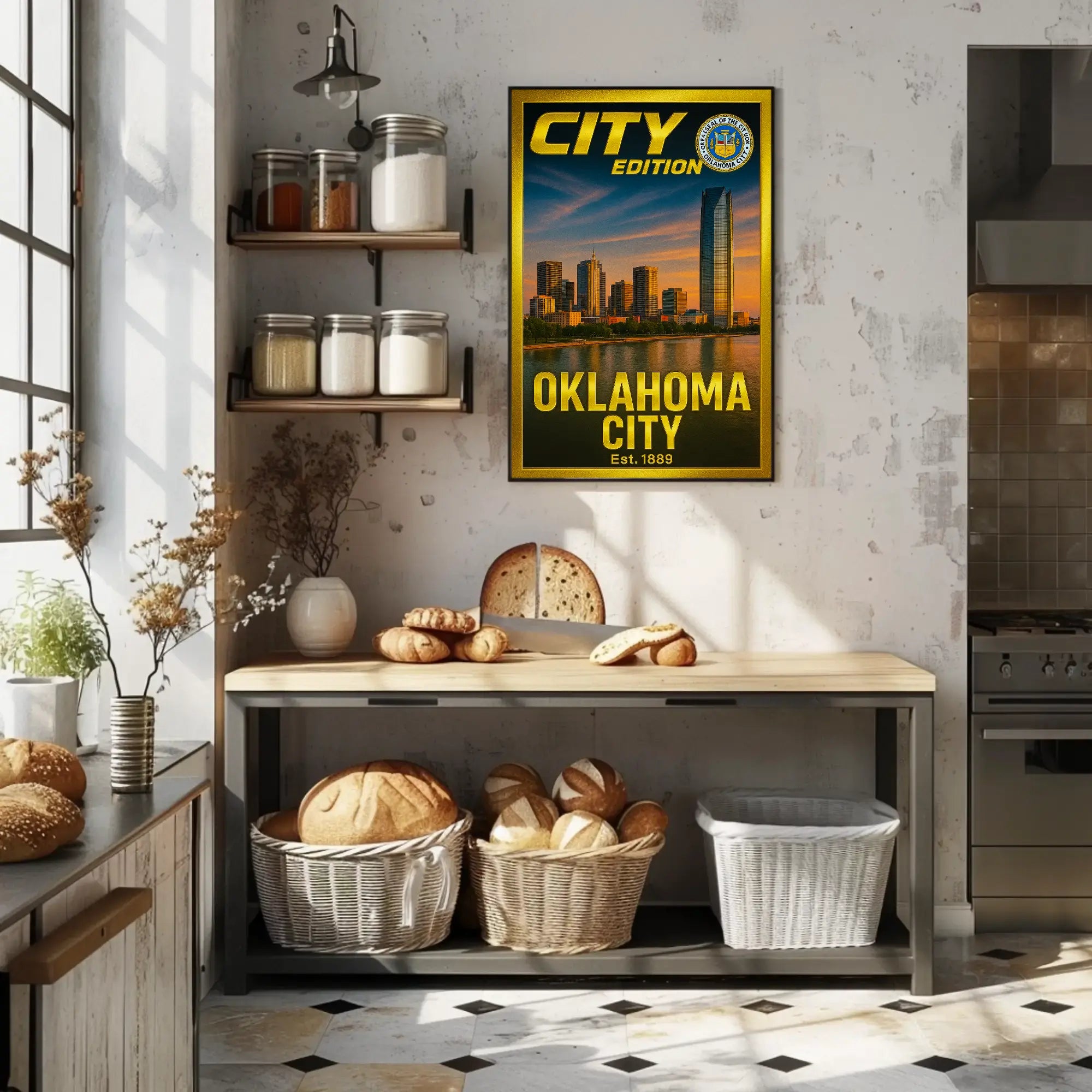 Oklahoma City Skyline Nostalgia Cultural or Heritage Poster PosterGoat