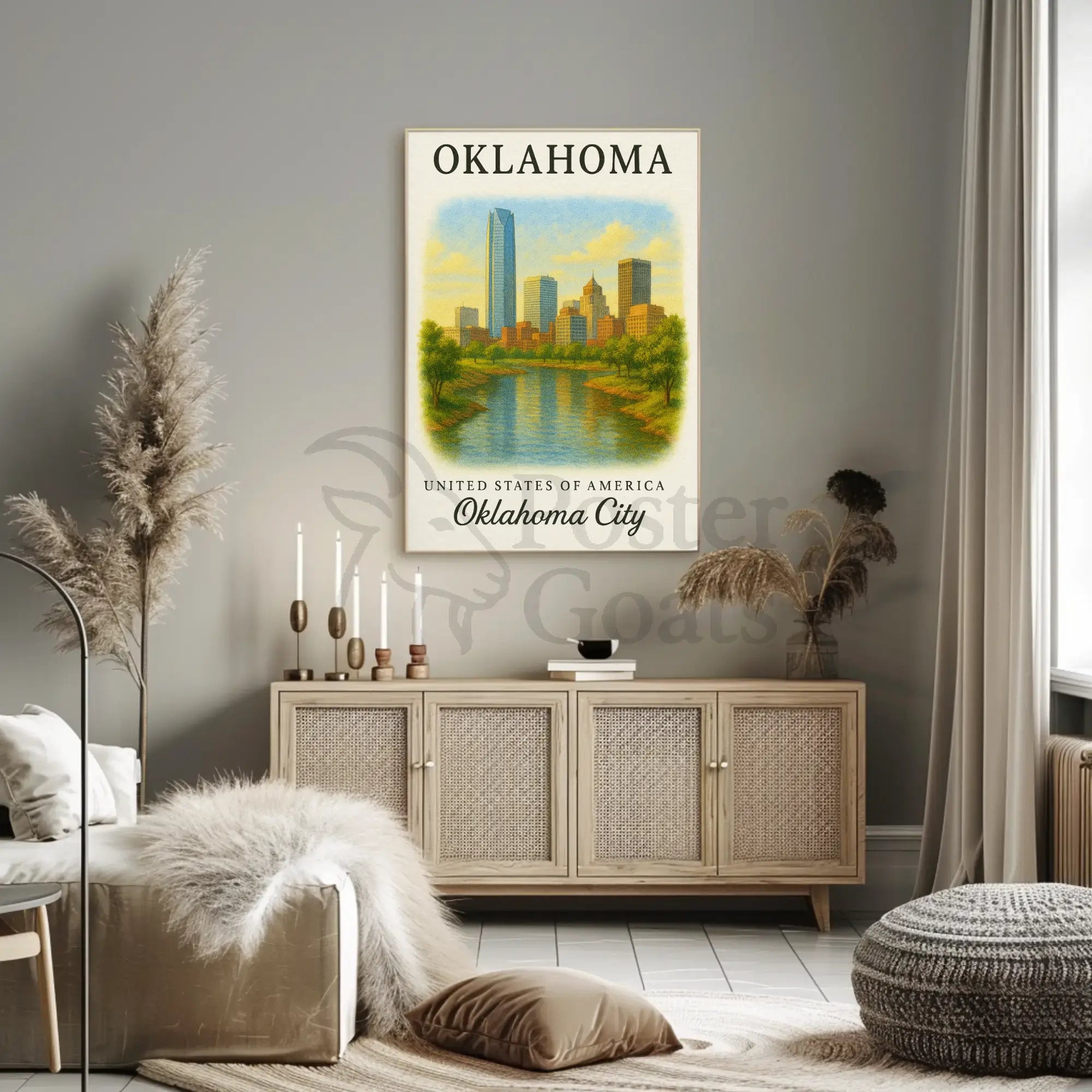 Oklahoma City Skyline Vintage Travel Poster PosterGoat
