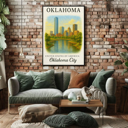 Oklahoma City Skyline Vintage Travel Poster PosterGoat