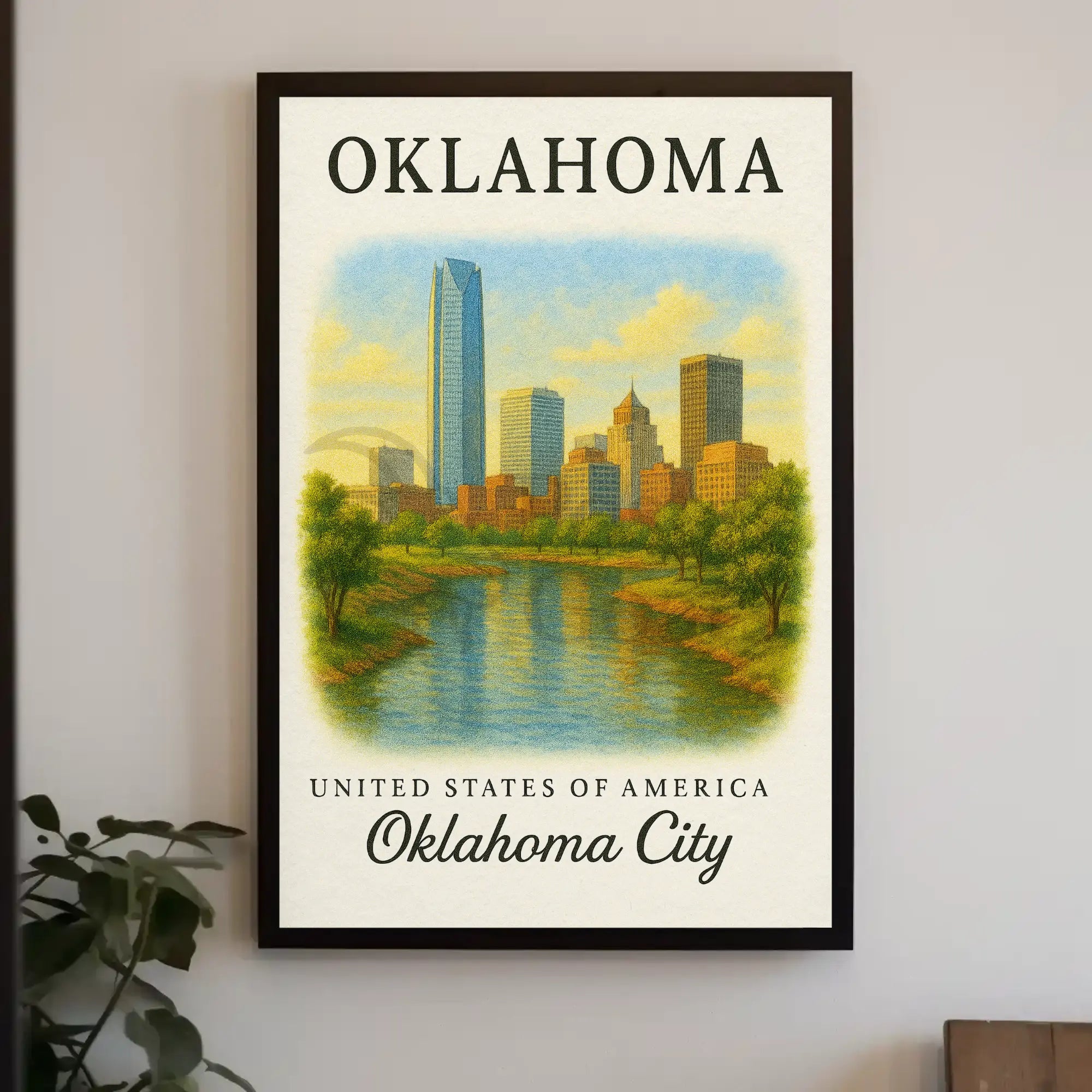 Oklahoma City Skyline Vintage Travel Poster PosterGoat