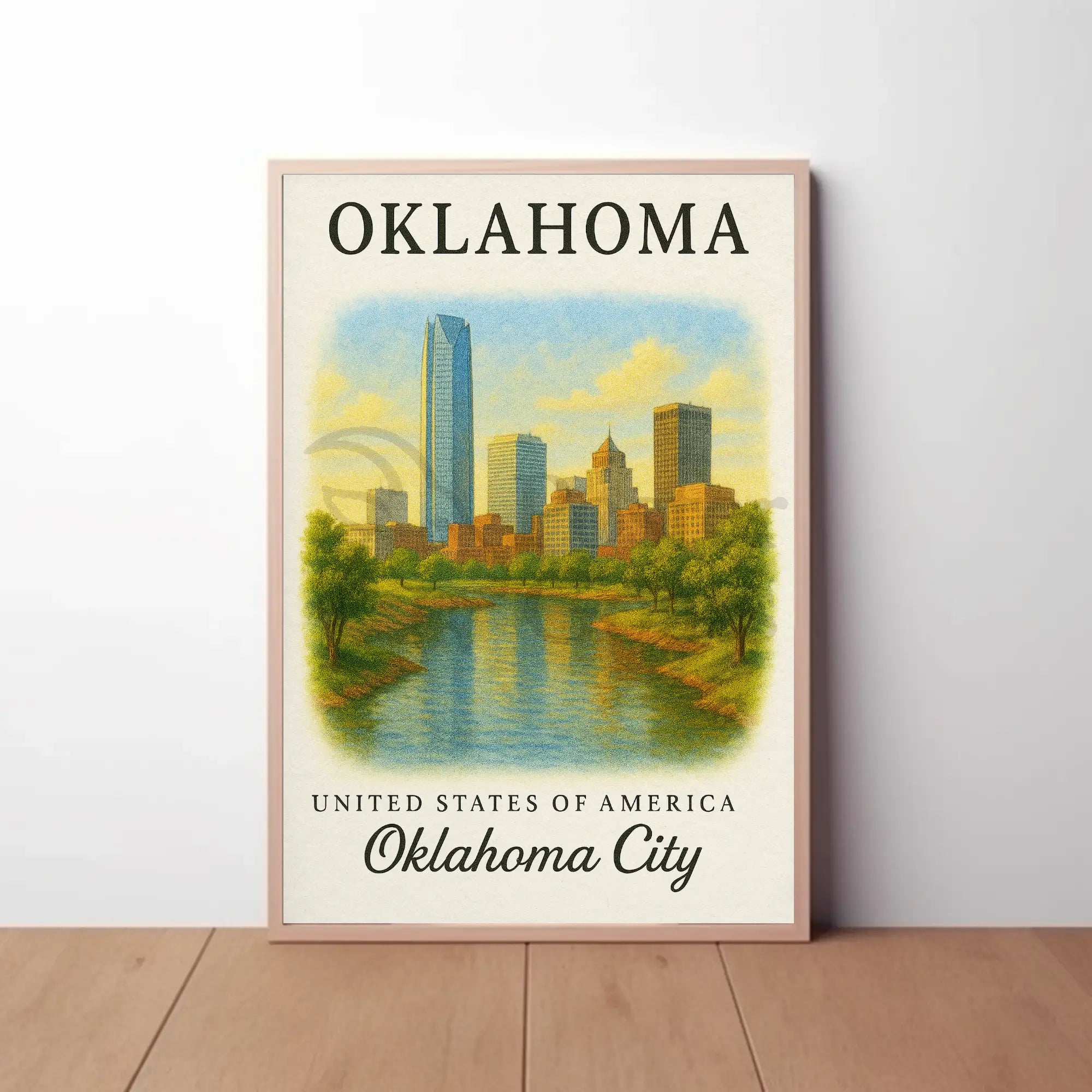 Oklahoma City Skyline Vintage Travel Poster PosterGoat