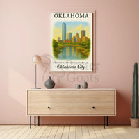 Oklahoma City Skyline Vintage Travel Poster PosterGoat
