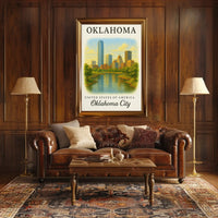Oklahoma City Skyline Vintage Travel Poster PosterGoat