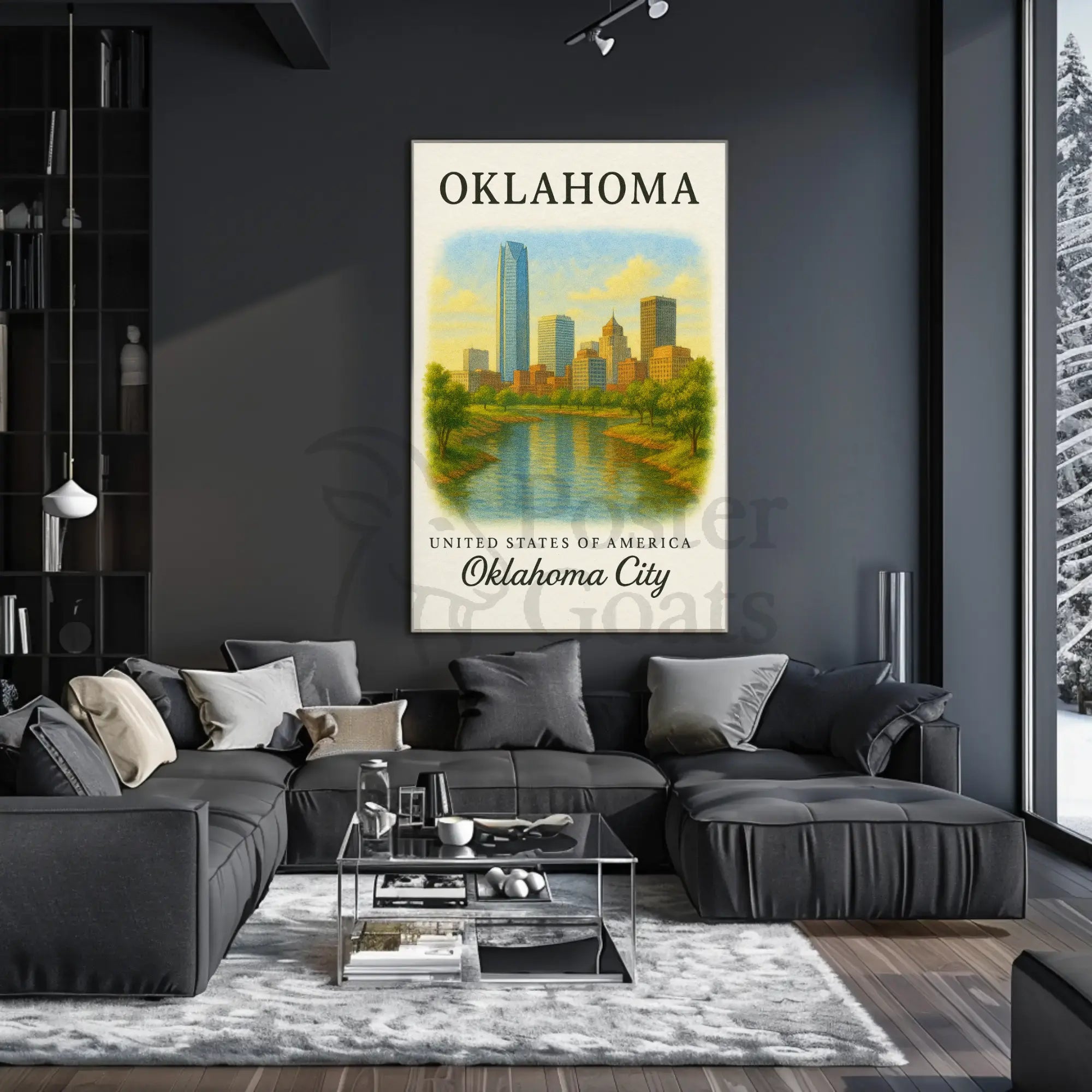 Oklahoma City Skyline Vintage Travel Poster PosterGoat